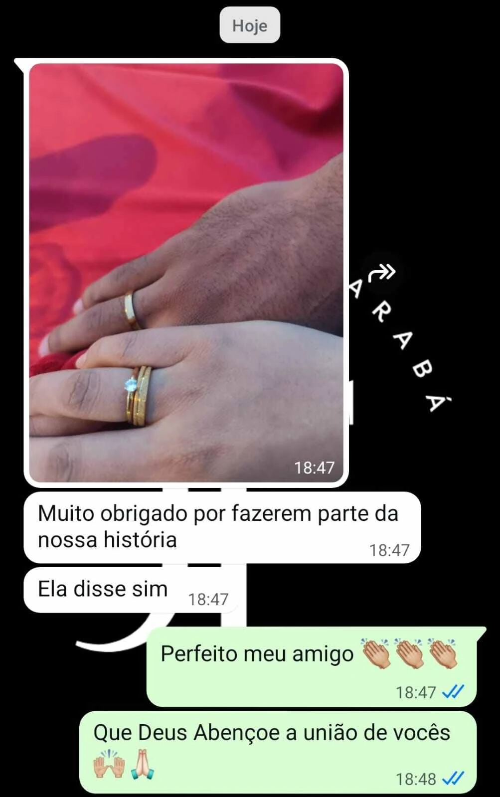 Print do WhatsApp com avaliação de cliente